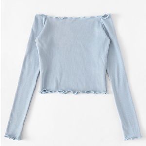 Blue lettuce trimmed tee